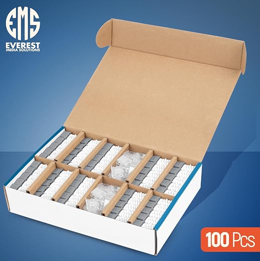 Everest 90° Angled RJ45 Cat6 Keystone Jacks 100-Pack in Gray - Image 2