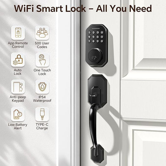 Ulecoce WiFi Smart Door Lock for Front Door, Keyless Entry Door Lock - Image 2