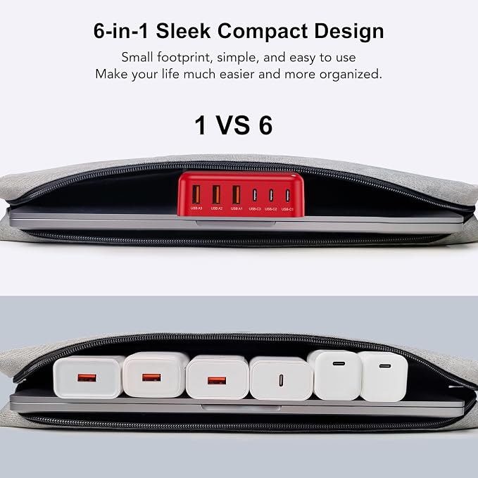 USB C Fast Charger 100W GaN 6 Port Type USB C Charging Station Hub Block Wall - Image 8