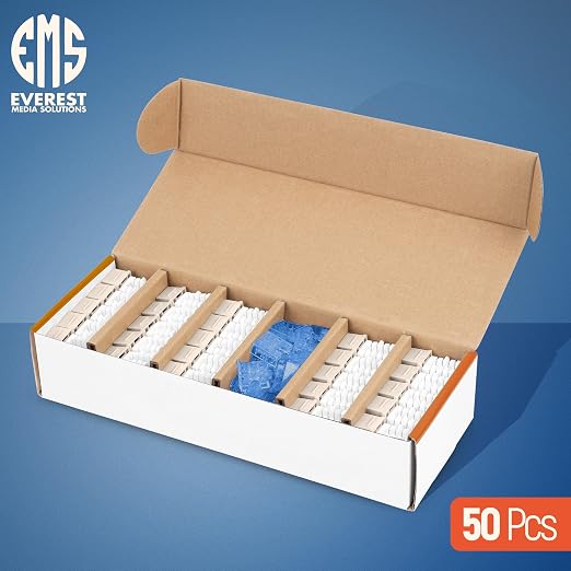 Everest 90° Angled RJ45 Cat5e Keystone Jacks 50-Pack in Light Almond - Image 2