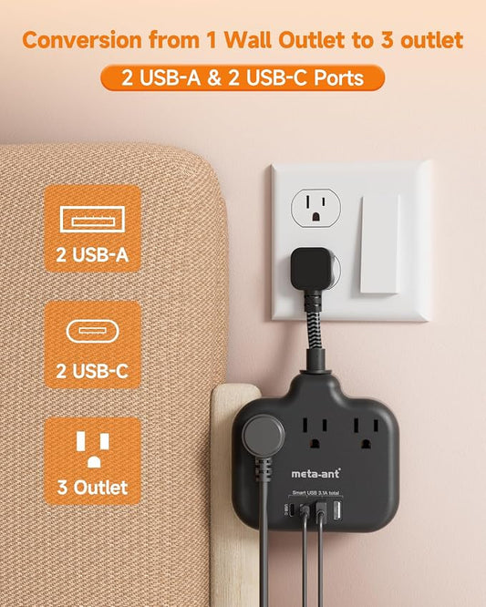 Short Extension Cord 2 inch, Short Cord Power Strip - Image 2