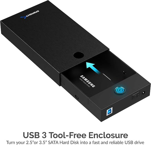 SABRENT USB 3.0 Enclosure for 2.5” & 3.5” SATA HDD/SSD – Tool-Free, LED - Image 2