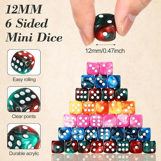 144 Pieces 12mm 6 Sided Mini Dice Set - Image 2