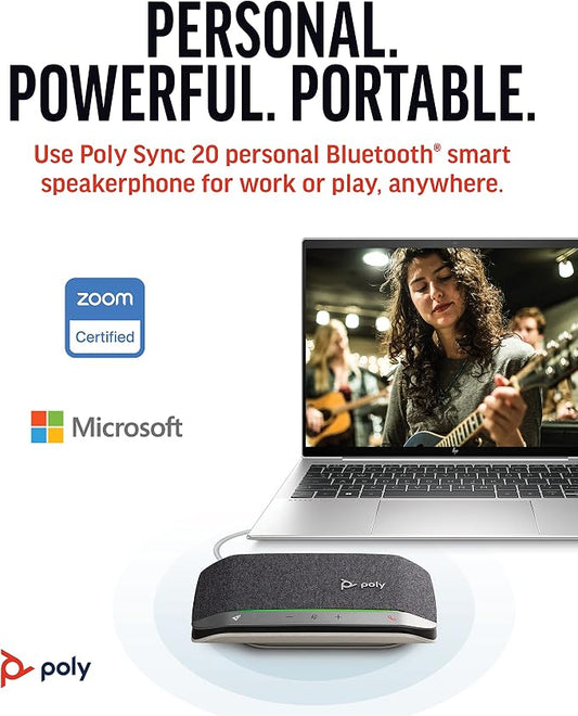 Poly Sync 20 USB-A Personal Portable Smart Speakerphone - Image 2