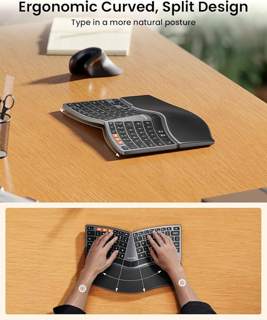 ProtoArc Bluetooth Ergonomic Keyboard, EK04 Mini Compact Wireless Ergo Split - Image 2