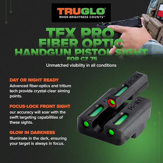 Truglo TFX PRO Handgun Sight, Glowing Shock Proof Tritium and Fiber Optic Night - Image 2