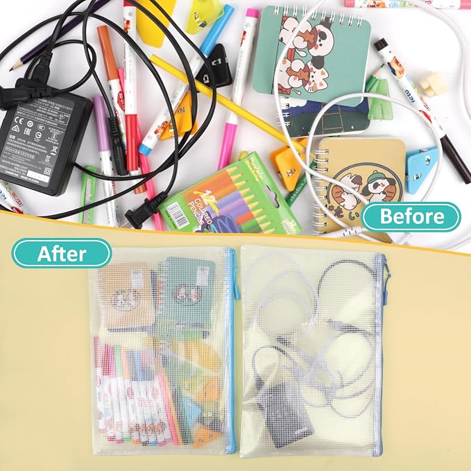 12pcs Mesh Zipper Pouch Bags, Extra Large A3 Puzzle Bag - Image 5