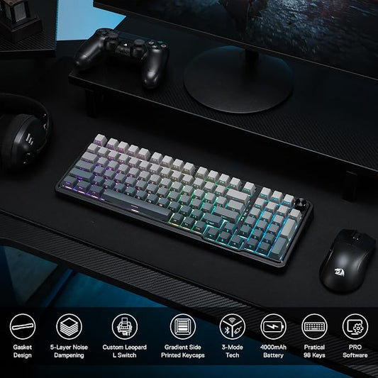 Redragon K686 PRO 98 Keys Wireless Gasket RGB Gaming Keyboard, 3-Mode PBT - Image 2