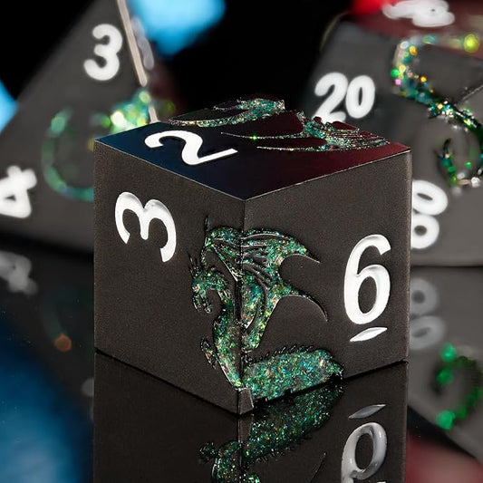 D&D Dice Set Metal Dragon Polyhedral DND Dice Set - Image 2