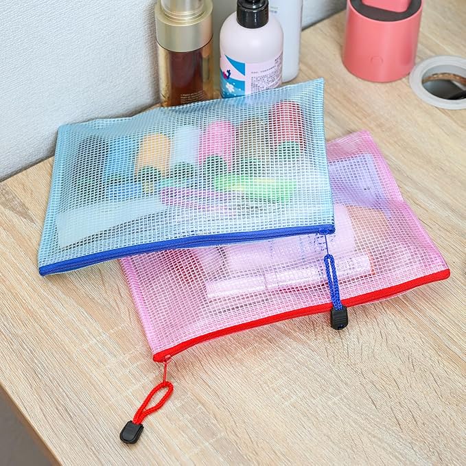 AUSTARK 10 Pcs Zipper File Bags, Waterproof Plastic Mesh Pouch - Image 8