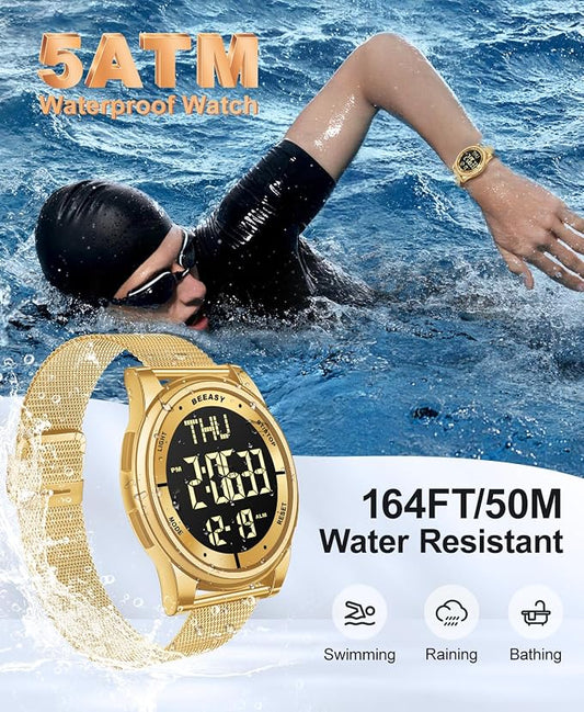 Beeasy Digital Watch for Men Women, 50M Waterproof, Ultra-Thin & Lightweight - Image 2