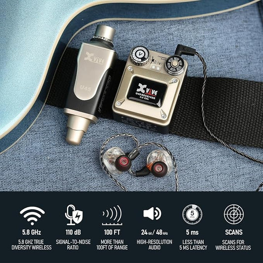 Xvive U45R4 Wireless in Ear Monitor System 5.8ghz IEM System 1 Transmitter and - Image 2