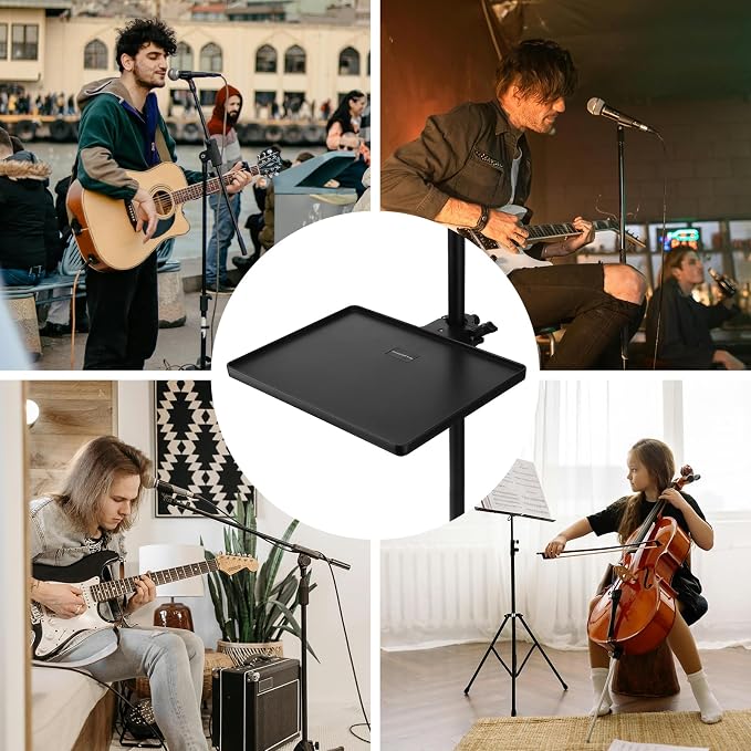 RTNLIT Microphone Music Stand Tray, Adjustable Clamp On Rack Tray Holder - Image 6