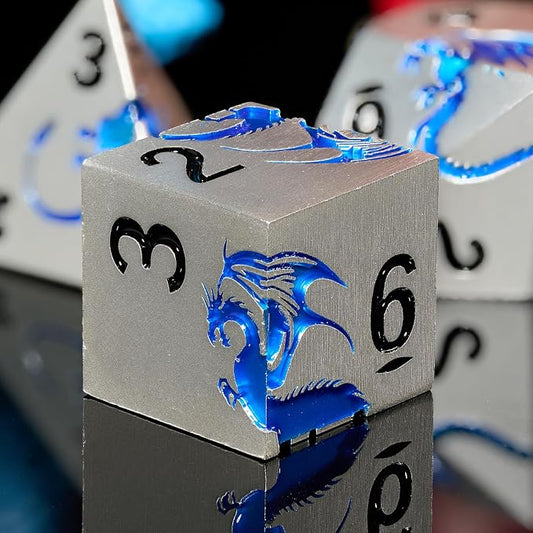 Metal DND Dice, HNCCESG Dragon Metallic D&D Dice Set 7 PCS - Image 2