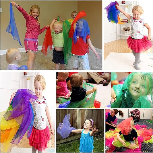 AIVIAI Juggling Scarves for Kids Play 24 Pcs Dance Music Scarfs Colorful Silk - Image 2