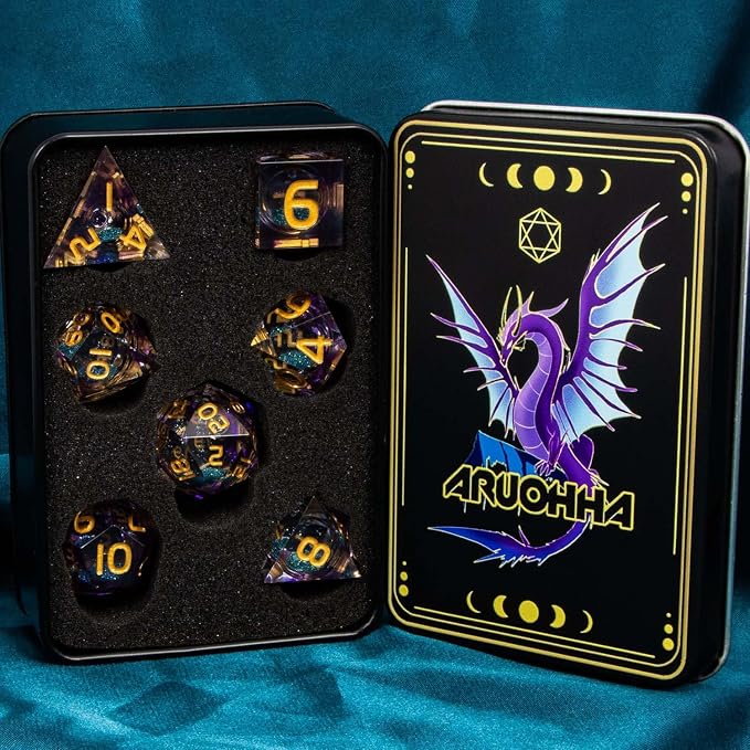 ARUOHHA Liquid Core DND Dice Set, Role Playing Dice Set D20 D12 D10 D8 D6 D4 - Image 6
