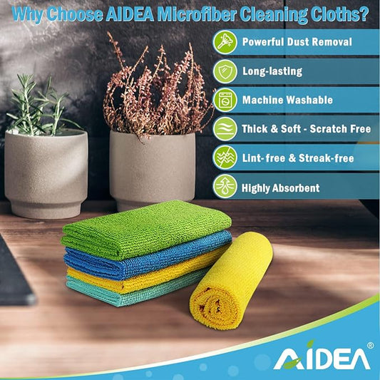 AIDEA Microfiber Cleaning Cloth 100PK, Soft Absorbent Rags, Microfiber Towels - Image 2