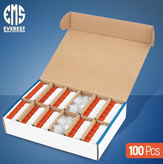 Everest 90° Angled RJ45 Cat6 Keystone Jacks 100-Pack in Orange - Image 2