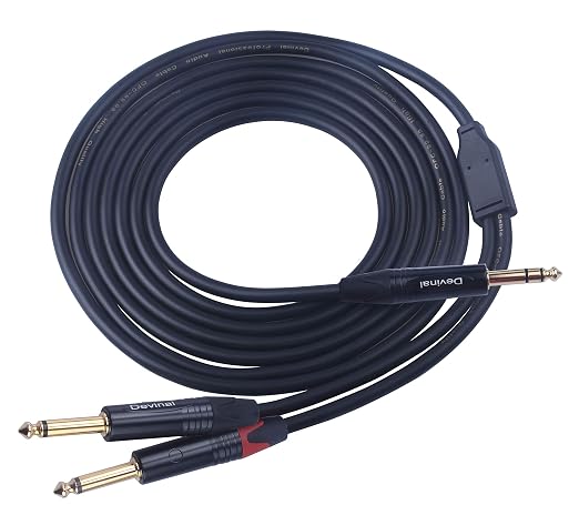Devinal 1/4 to Dual 1/4 Y-Splitter Cable, 6.35mm TRS to Dual 6.35mm TS Insert - Image 5