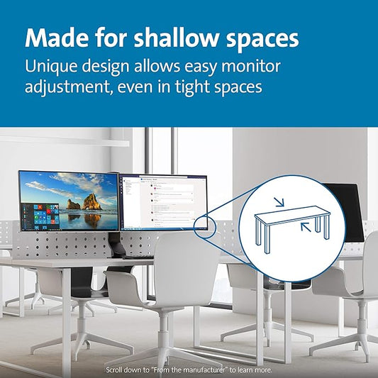 Kensington Dual Monitor Mount for Desk, C-clamp Vesa Monitor Stand Fits 2 - Image 2