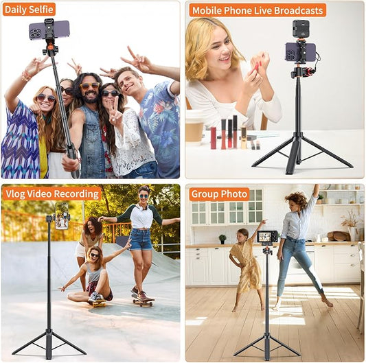 VRIG TP16 Camera Tripod, 55 inch Extendable Phone Selfie Stick Camera Tripod - Image 2