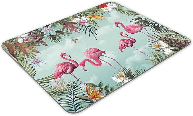 Tropical Leaves and Flamingo Gaming Mouse Pad, Rectangle Mouse Pad Size - Image 2