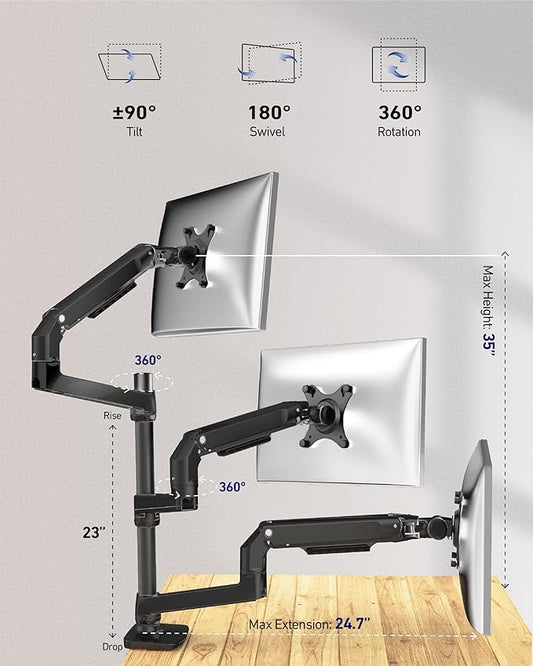 Triple Monitor Mount, Holds Screens up to 40 Inches and 25 lbs, Fully - Image 2