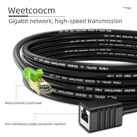 Ethernet Extension Cable 100ft, Network Cat6a Extension Patch Cable RJ45 Cords - Image 2