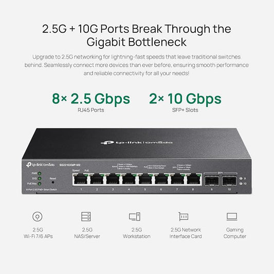 TP-Link SG2210XMP-M2 Omada 8-Port 2.5GBASE-T and 2 10GE SFP+ Smart Switch - Image 2
