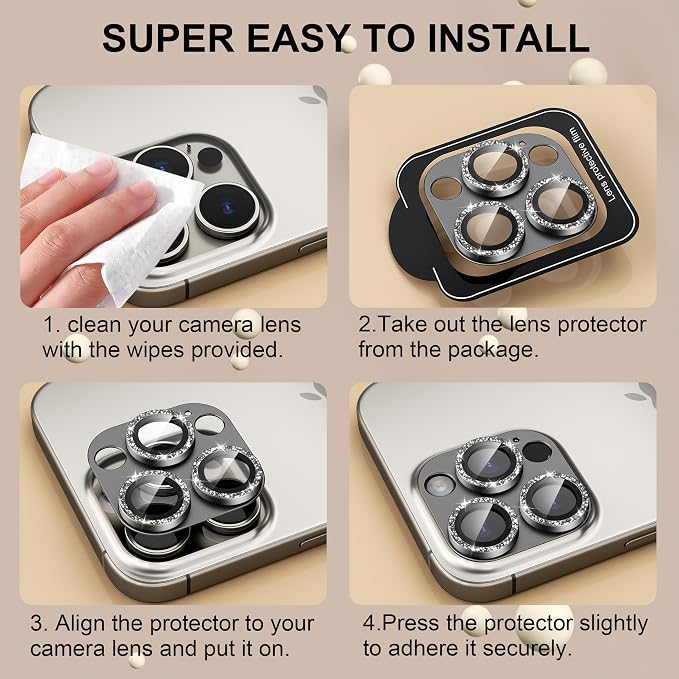 beuxece Compatible for iPhone 16 Pro/iPhone 16 Pro Max Camera Lens Protector - Image 7