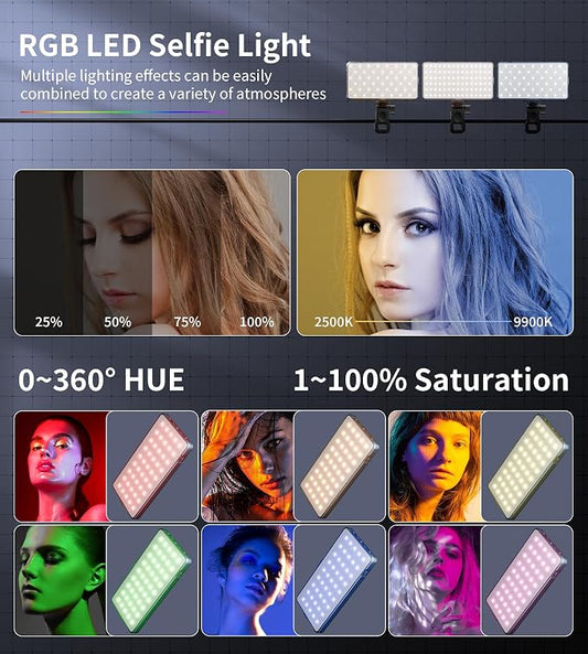 Selfie Camera Phone Light with Metal Hotshoe & Clip, CRI 96+ 2500K-9900K - Image 2
