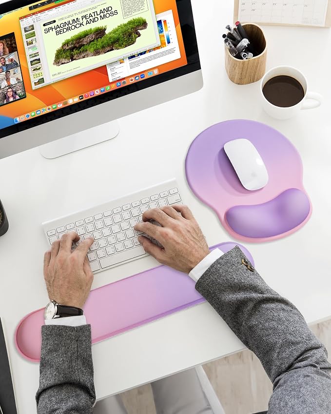 Ergonomic Mouse Pad Wrist Support Set, Memory Foam Keyboard Wrist Rest Set - Image 8