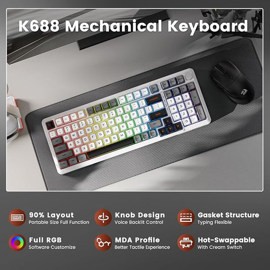 Redragon Wireless Mechanical Keyboard, 3 Mode Gasket Mounted RGB Gaming Keyboard - Image 2
