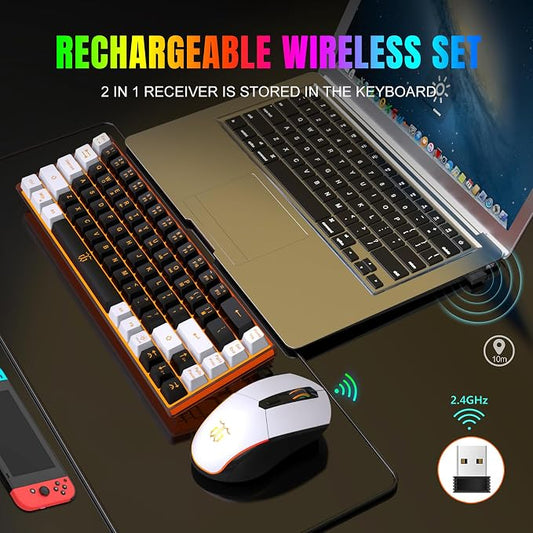 Snpurdiri 60% Wireless Gaming Keyboard and Mouse Combo, Mini Mechanical Feel - Image 2