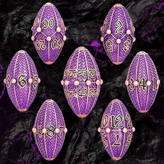 ARUOHHA DND Metal Dice Copper Purple Dragon Egg Dice - Image 2
