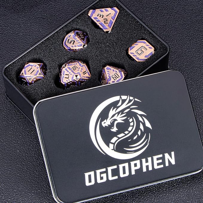 Metal DND Sci-fi Dice Set 7PCS Stripe Polyhedral Dice - Image 7