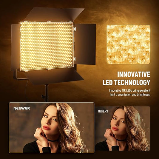 NEEWER 150W Bi Color LED Panel Video Light Kit, 1440 LEDs 49500Lux@0.5m - Image 2