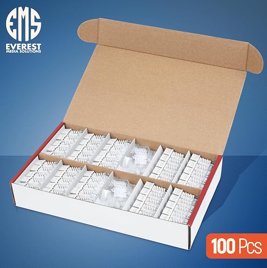 Everest 45° Angled RJ45 Cat6A Keystone Jacks 100-Pack in White - Image 2
