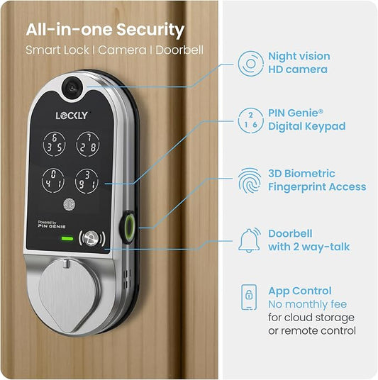 Lockly Vision Smart Lock with Camera, Video Doorbell Keyless Entry Door Lock - Image 2