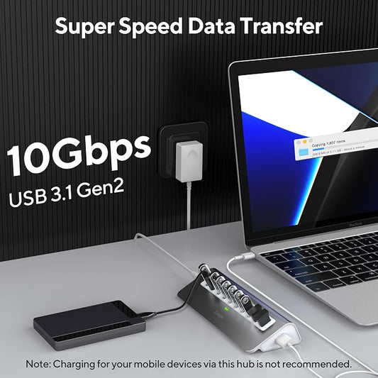 Powered USB Hub, intpw 10 Port USB 3.1 Hub - Image 2