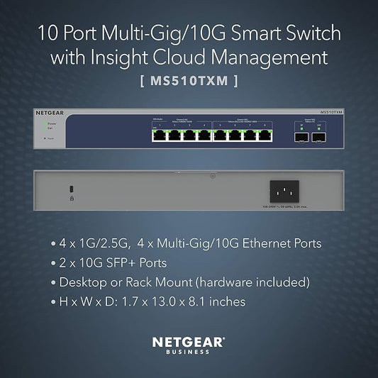 NETGEAR 10-Port 10G Multi-Gigabit Ethernet Smart Switch - Image 2