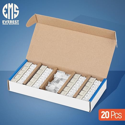Everest 90° Angled RJ45 Cat6 Keystone Jacks 20-Pack in Light Almond - Image 2