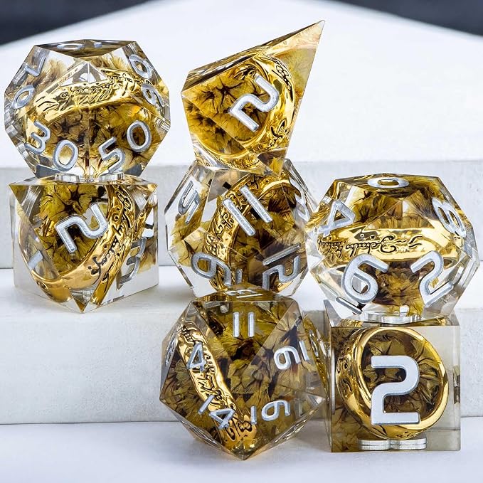 Magic Golden Ring DND Dice Set Sharp Edge Red Resin Dice - Image 7