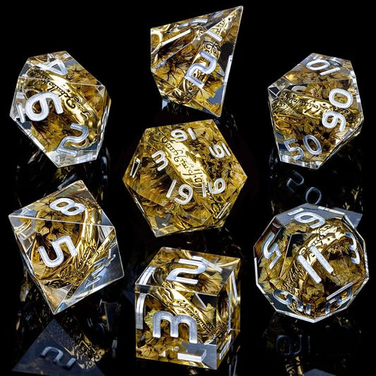 Magic Golden Ring DND Dice Set Sharp Edge Red Resin Dice - Image 2
