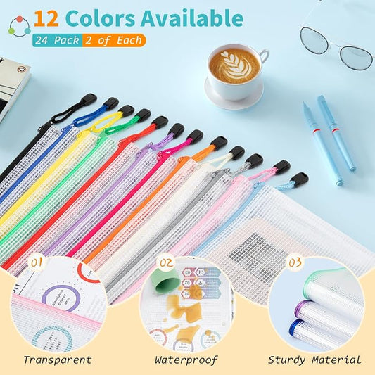 Umriox 24 Pack 12 Colors Zipper Pouches - Image 2