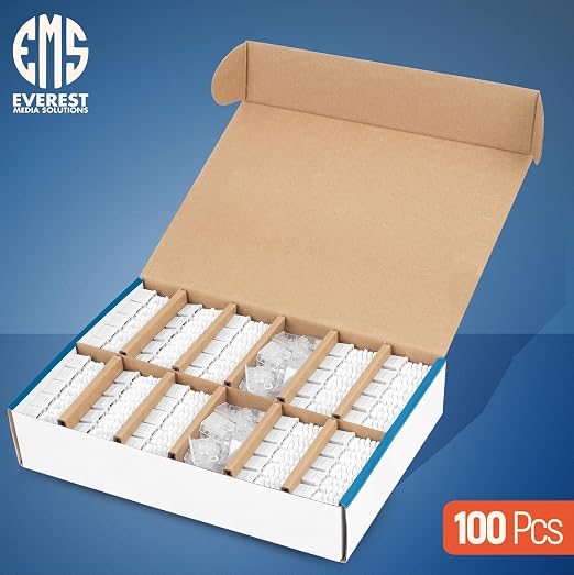 Everest 90° Angled RJ45 Cat6 Keystone Jacks 100-Pack in White - Image 2