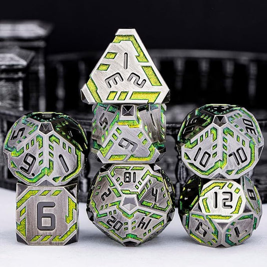 Metal DND Sci-fi Dice Set 7PCS Stripe Polyhedral Dice - Image 2