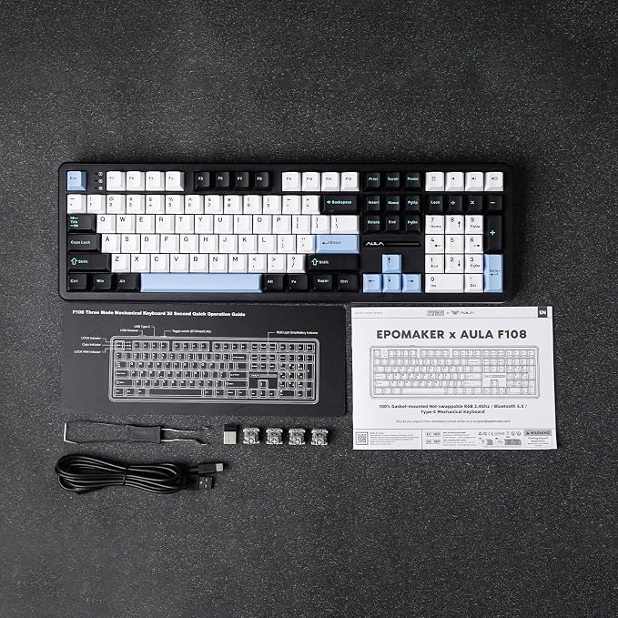 EPOMAKER Aula F108 Wireless Gaming Keyboard, Full Size Mechanical Keyboard - Image 8