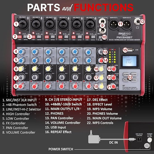 Pyle Professional Wireless DJ Audio Mixer - Image 2