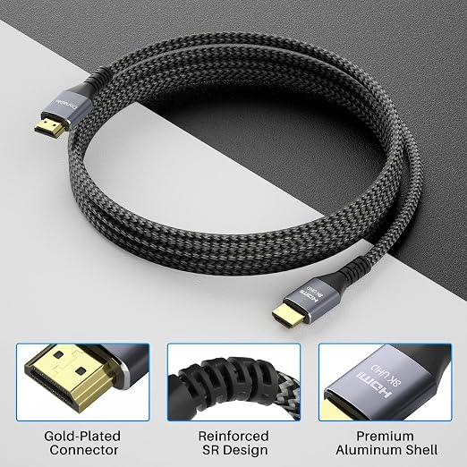 Certified HDMI® Cable, Real 8K Cable /5M, Ultra HD Braided Cord, Supports - Image 2